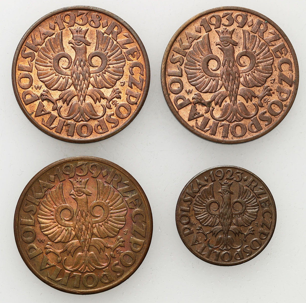 II RP. 1, 5 groszy 1923-1923, zestaw 4 monet